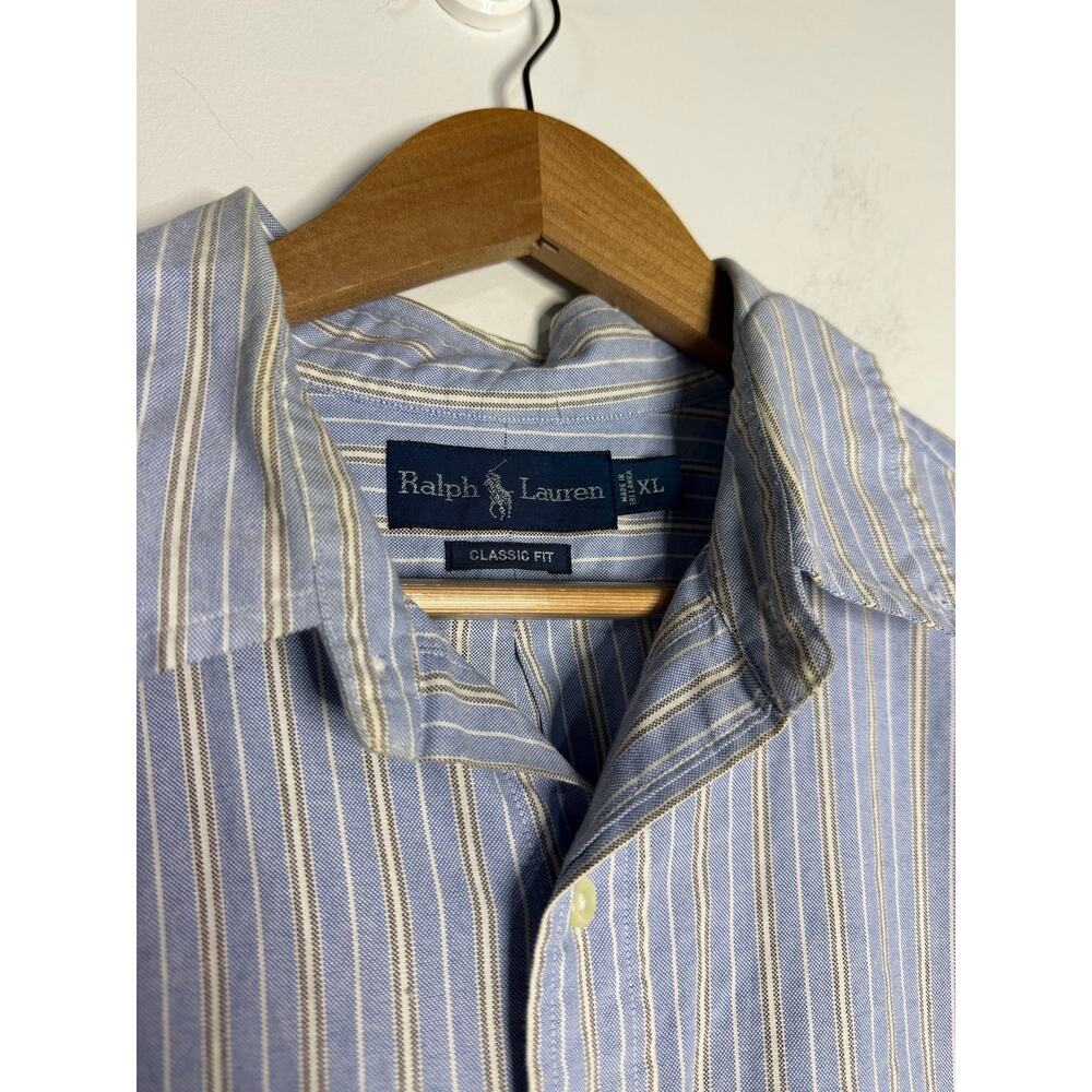 Vintage Polo by Ralph Lauren Striped Shirt Cotton Old Money SIZE XL - Picture 3 of 4